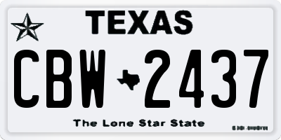 TX license plate CBW2437