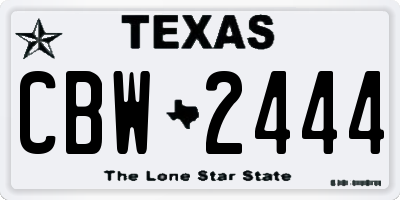 TX license plate CBW2444