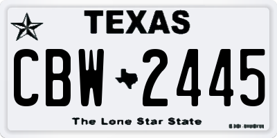 TX license plate CBW2445