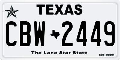 TX license plate CBW2449