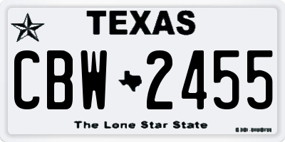 TX license plate CBW2455