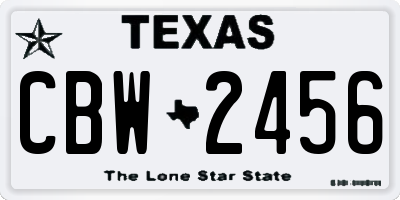 TX license plate CBW2456