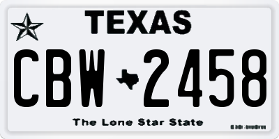 TX license plate CBW2458
