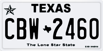 TX license plate CBW2460