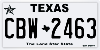 TX license plate CBW2463