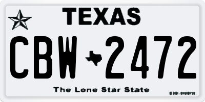 TX license plate CBW2472