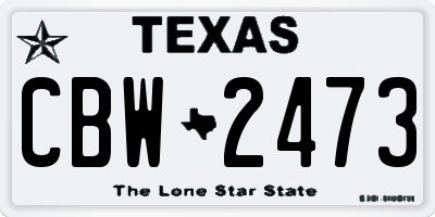 TX license plate CBW2473