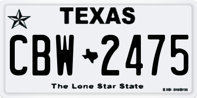 TX license plate CBW2475