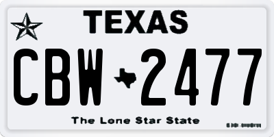 TX license plate CBW2477