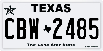 TX license plate CBW2485