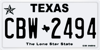 TX license plate CBW2494