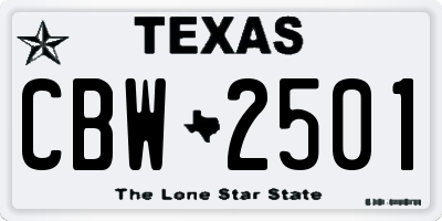 TX license plate CBW2501