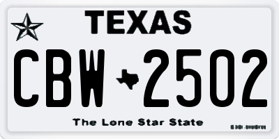 TX license plate CBW2502