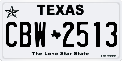 TX license plate CBW2513
