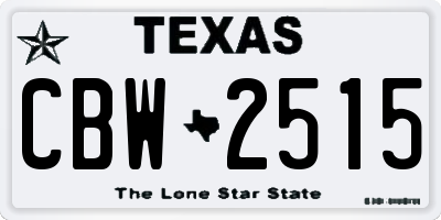 TX license plate CBW2515