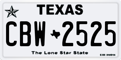 TX license plate CBW2525