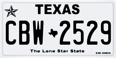 TX license plate CBW2529