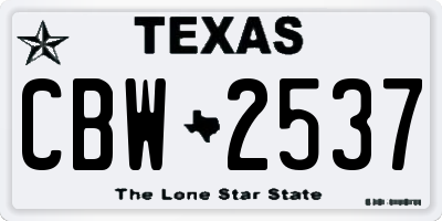 TX license plate CBW2537