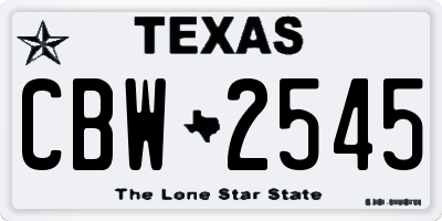 TX license plate CBW2545
