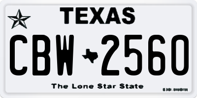 TX license plate CBW2560