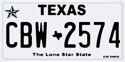 TX license plate CBW2574