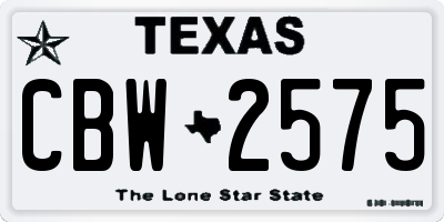 TX license plate CBW2575