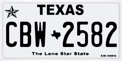 TX license plate CBW2582