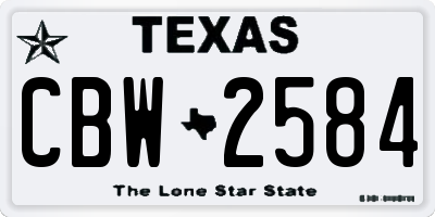 TX license plate CBW2584