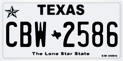 TX license plate CBW2586