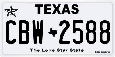 TX license plate CBW2588