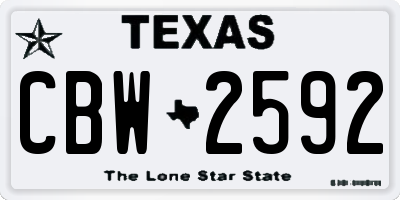 TX license plate CBW2592