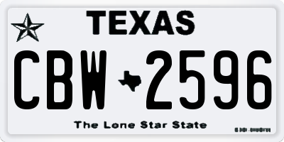 TX license plate CBW2596