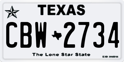 TX license plate CBW2734