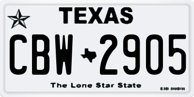 TX license plate CBW2905