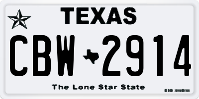 TX license plate CBW2914