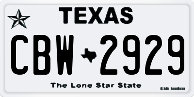 TX license plate CBW2929