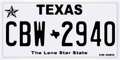 TX license plate CBW2940