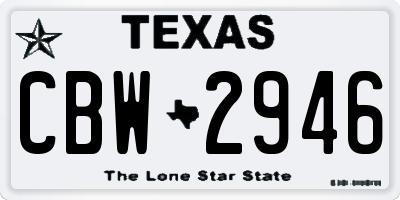 TX license plate CBW2946