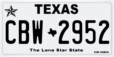 TX license plate CBW2952