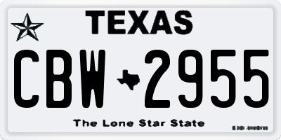 TX license plate CBW2955