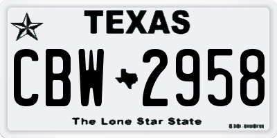 TX license plate CBW2958