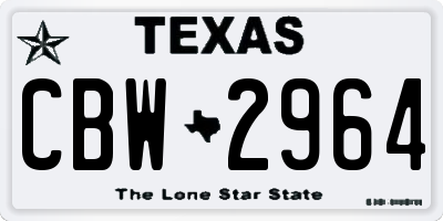 TX license plate CBW2964