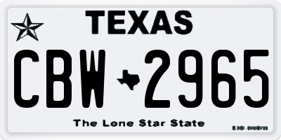 TX license plate CBW2965