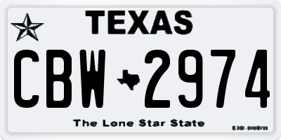 TX license plate CBW2974