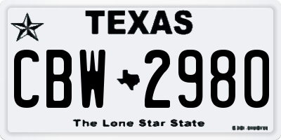 TX license plate CBW2980