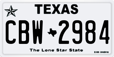 TX license plate CBW2984