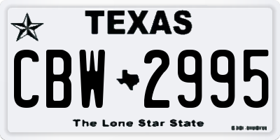 TX license plate CBW2995