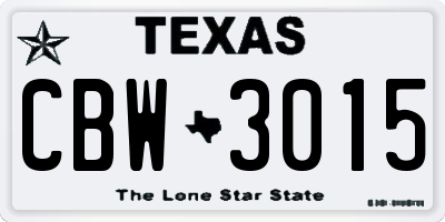 TX license plate CBW3015