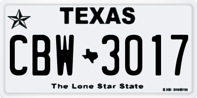 TX license plate CBW3017