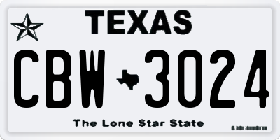TX license plate CBW3024